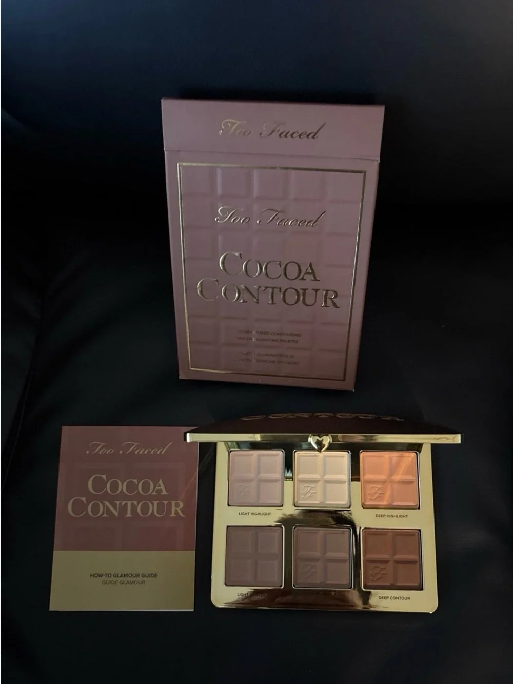 Too Faced Cocoa Contour Palette - Brown with Gold Accents